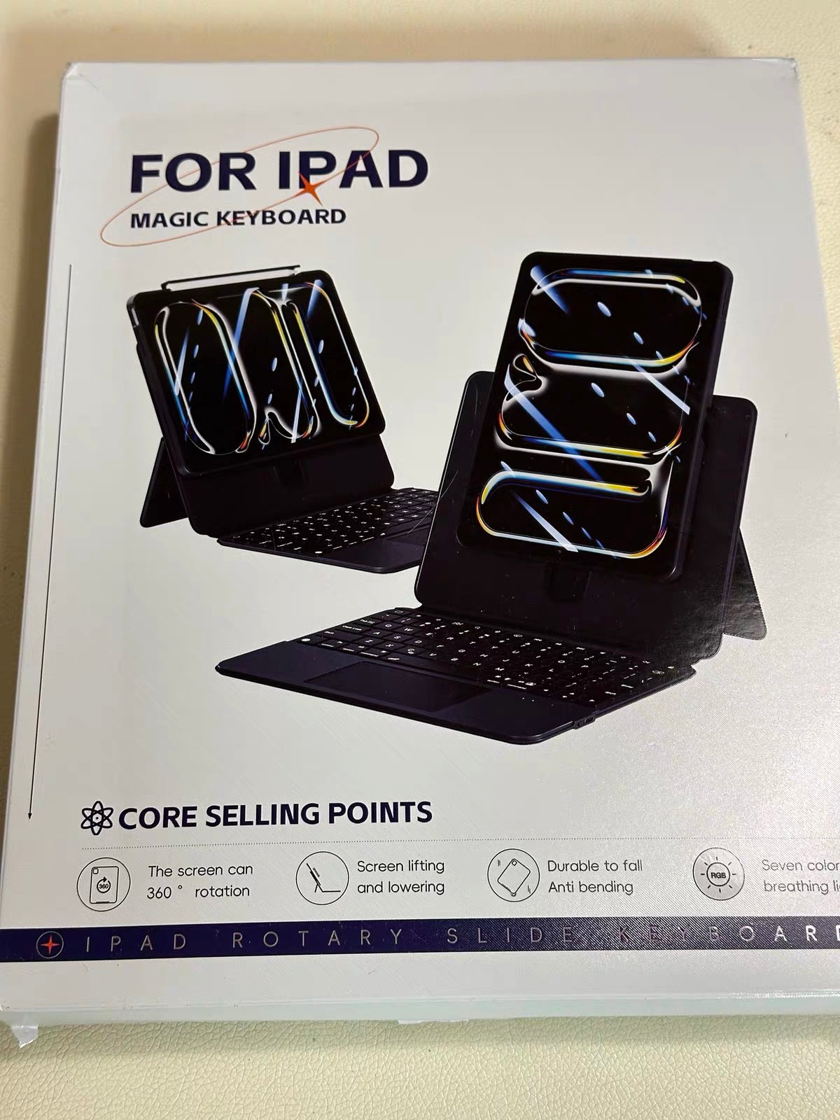 GOKO iPad Rotary Slide Magic Keyboard with Trackpad | 360° Rotation, Magnetic Detachable, Bluetooth, Compatible with iPad Air/Pro/mini