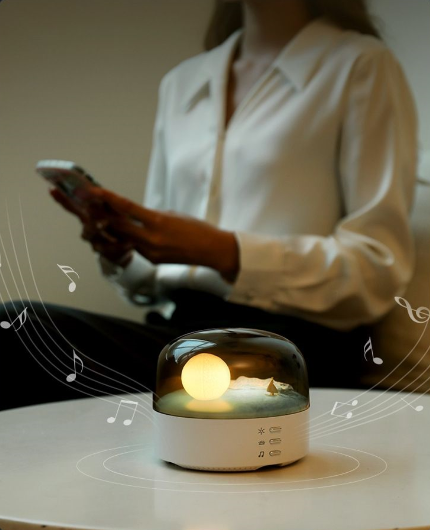 Crescent Moon Bluetooth Speaker - Retro Atmosphere Light & Ocean Theme
