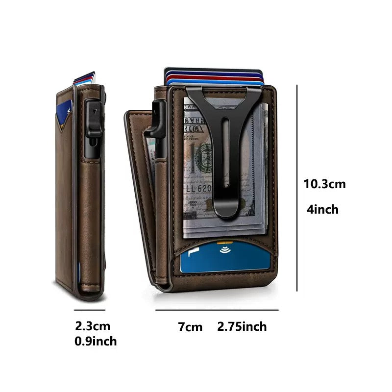 Men's RFID Blocking Card Holder, Slim Portable Multi-Functional Wallet, Ultra-Thin Large Capacity ID Card Pouch