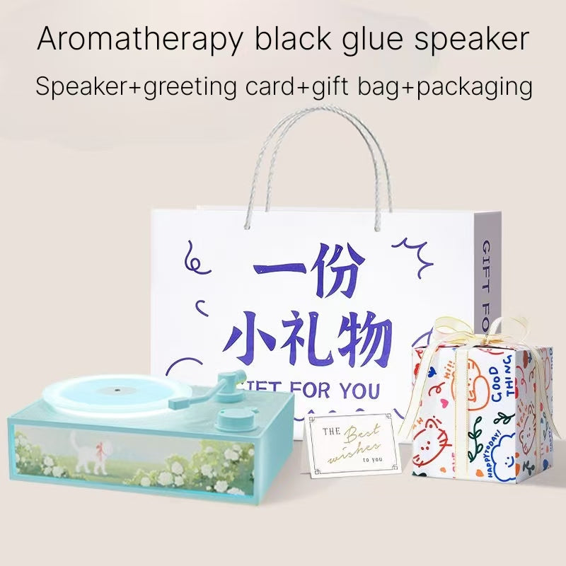 Retro Vinyl Record Player Bluetooth Speaker with Aromatherapy & Ambient Light