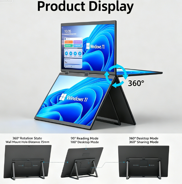 EIMIO 18.5-inch 2.5K Touchscreen Portable Monitor, Dual Extended Screen for PC & Gaming, External Display for PS5