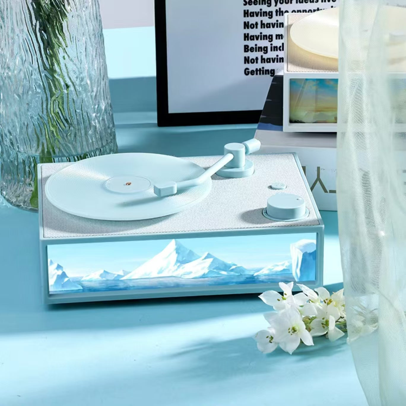 Retro Vinyl Record Player Bluetooth Speaker with Aromatherapy & Ambient Light