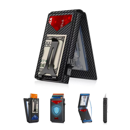 Men's RFID Blocking Card Holder, Slim Portable Multi-Functional Wallet, Ultra-Thin Large Capacity ID Card Pouch