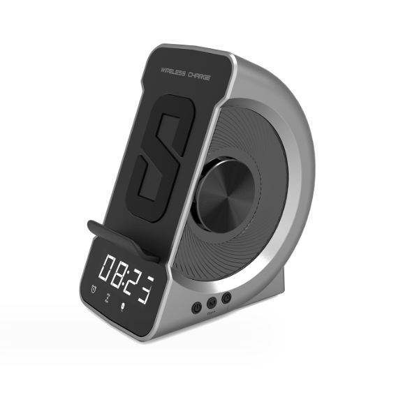 3-in-1 Wireless Charging Alarm Clock Bluetooth Speaker - Creative Design