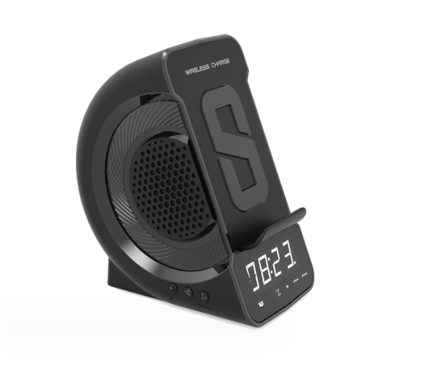 3-in-1 Wireless Charging Alarm Clock Bluetooth Speaker - Creative Design
