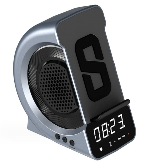 3-in-1 Wireless Charging Alarm Clock Bluetooth Speaker - Creative Design