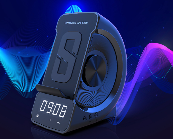 3-in-1 Wireless Charging Alarm Clock Bluetooth Speaker - Creative Design