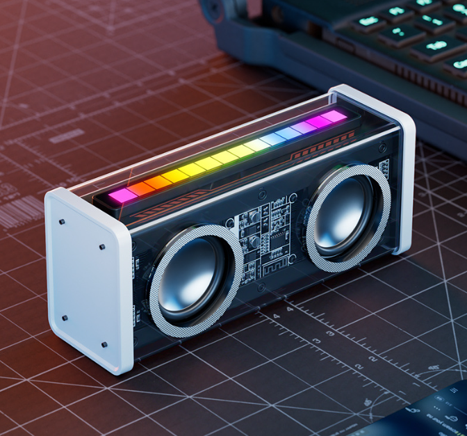 Transparent Mecha Bluetooth Speaker - Futuristic Design with LED Lights