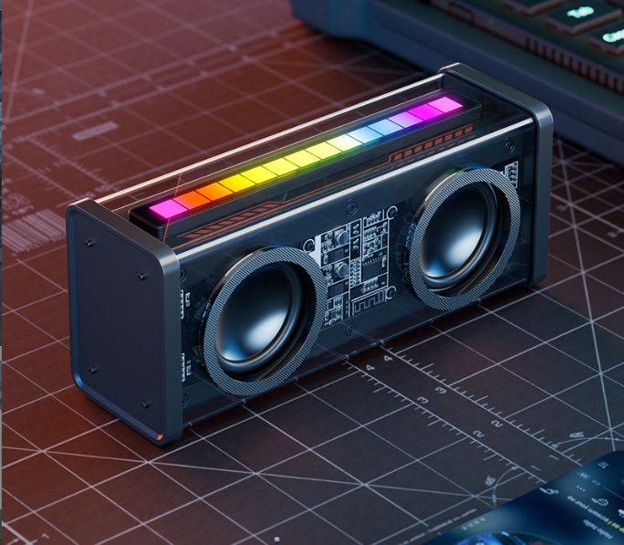 Transparent Mecha Bluetooth Speaker - Futuristic Design with LED Lights