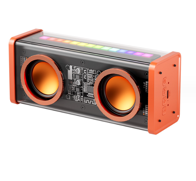 Transparent Mecha Bluetooth Speaker - Futuristic Design with LED Lights
