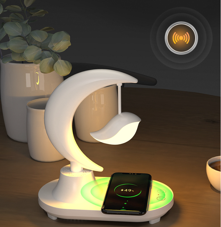 LED Bedside Lamp Bluetooth Speaker with Wireless Charging - Colorful Night Light