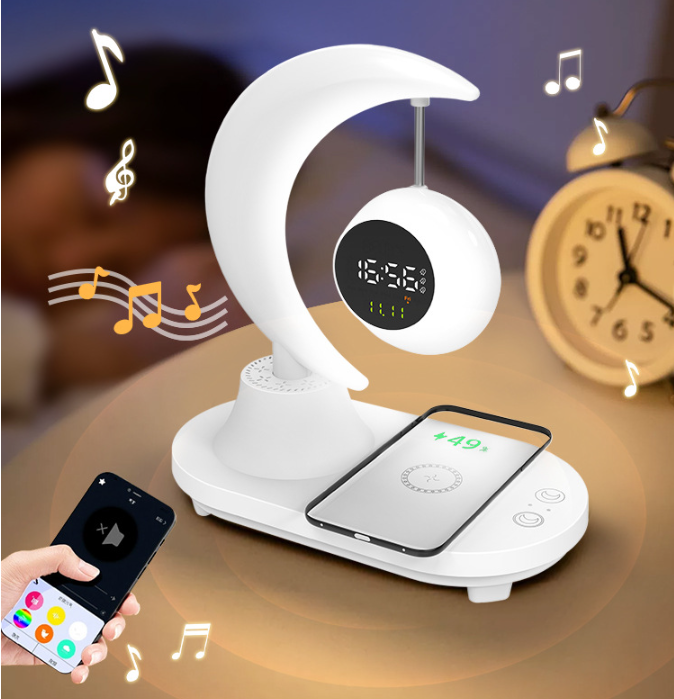 Multifunctional Bluetooth Alarm Clock with Wireless Charging & Night Light