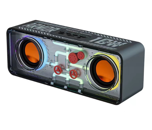 Dual Speaker Transparent Mecha Bluetooth - Dazzling LED Light Cannon