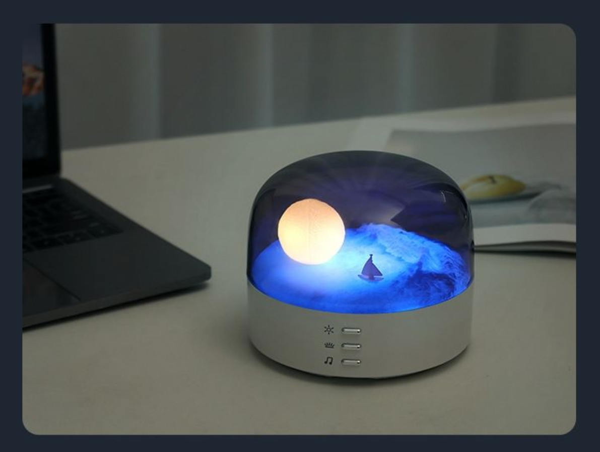 Crescent Moon Bluetooth Speaker - Retro Atmosphere Light & Ocean Theme