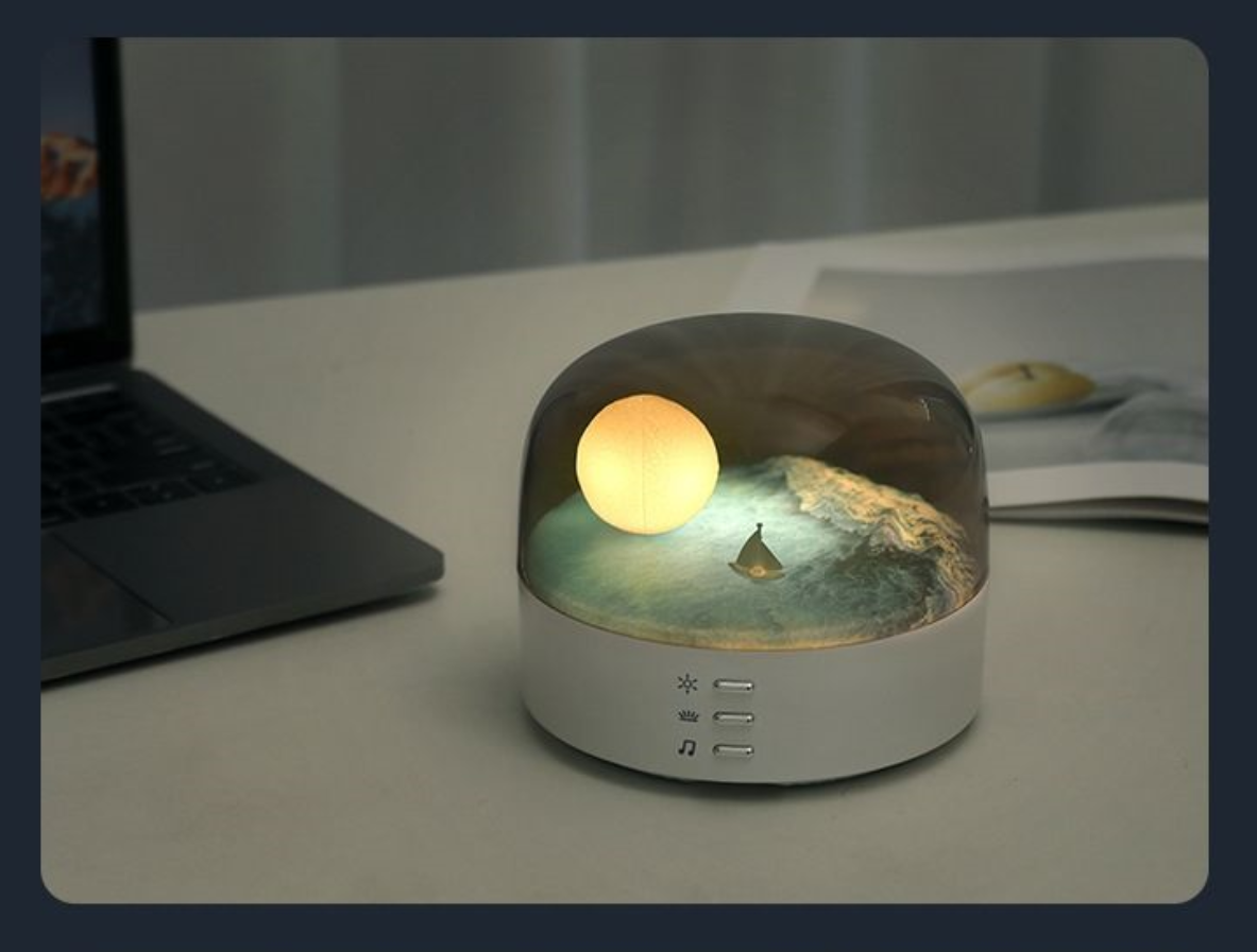 Crescent Moon Bluetooth Speaker - Retro Atmosphere Light & Ocean Theme