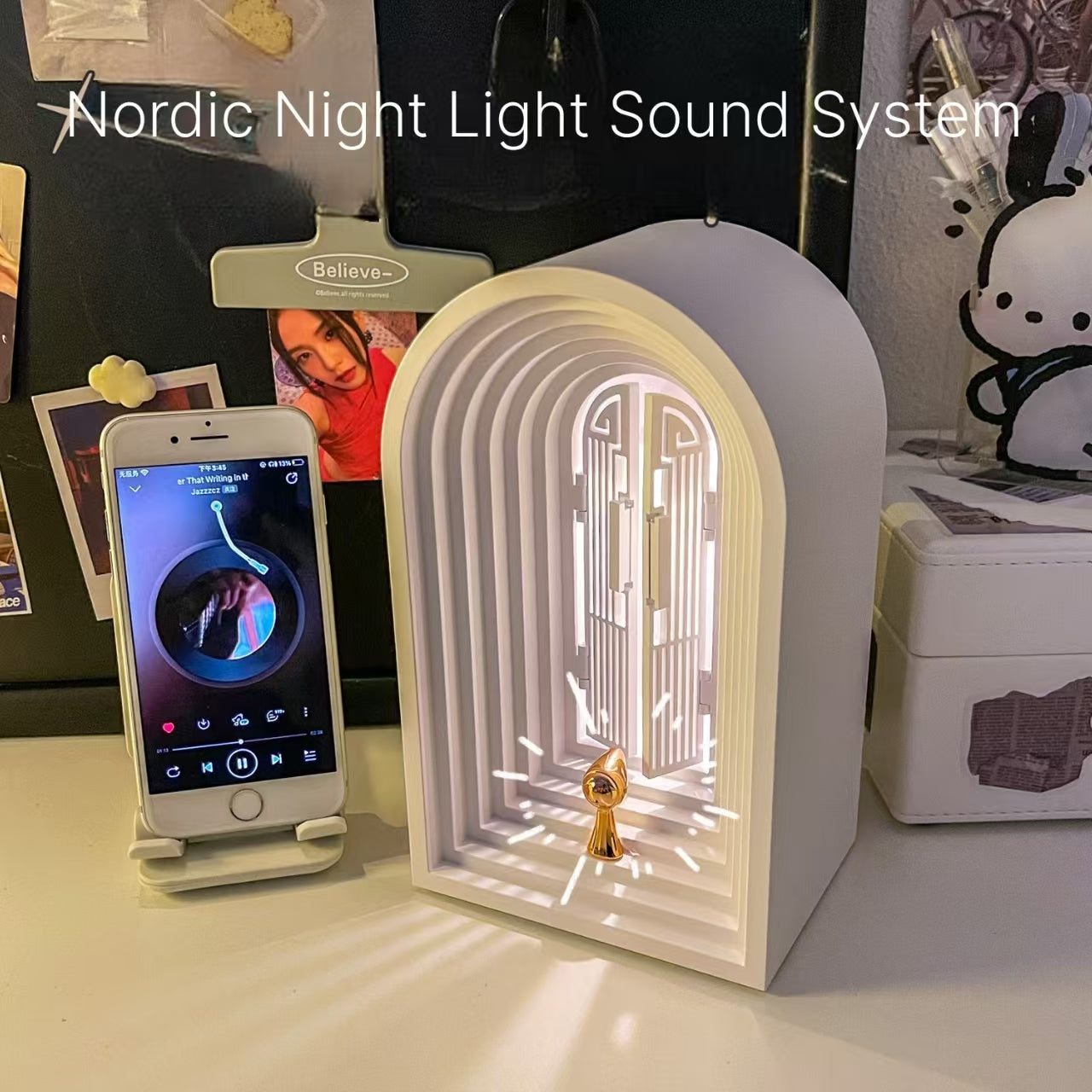 Retro Nordic Bluetooth Speaker with Ambient Light - Vintage Desktop Decor