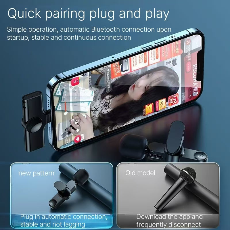 Wireless Lavalier Microphone - Dual Mic for Live Streaming & Video