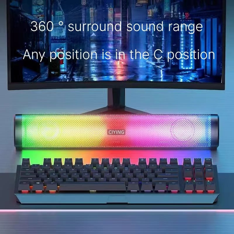 RGB Voice Control Ambient Light Bluetooth Speaker - Music Rhythm Gaming Light