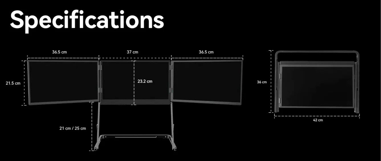 16" Triple-Fold Portable Monitor - 4K Multi-Screen Display for Laptop