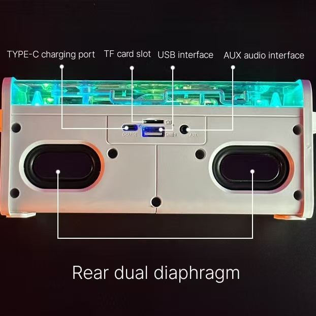 Cool Mecha Transparent Bluetooth Speaker - Dual Diaphragm Subwoofer