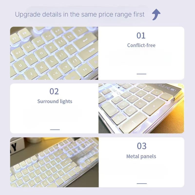Wireless Bluetooth Mechanical Keyboard - Silent Backlit Tactile Gaming Keyboard