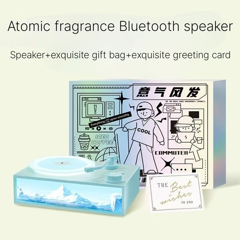 Retro Vinyl Record Player Bluetooth Speaker with Aromatherapy & Ambient Light