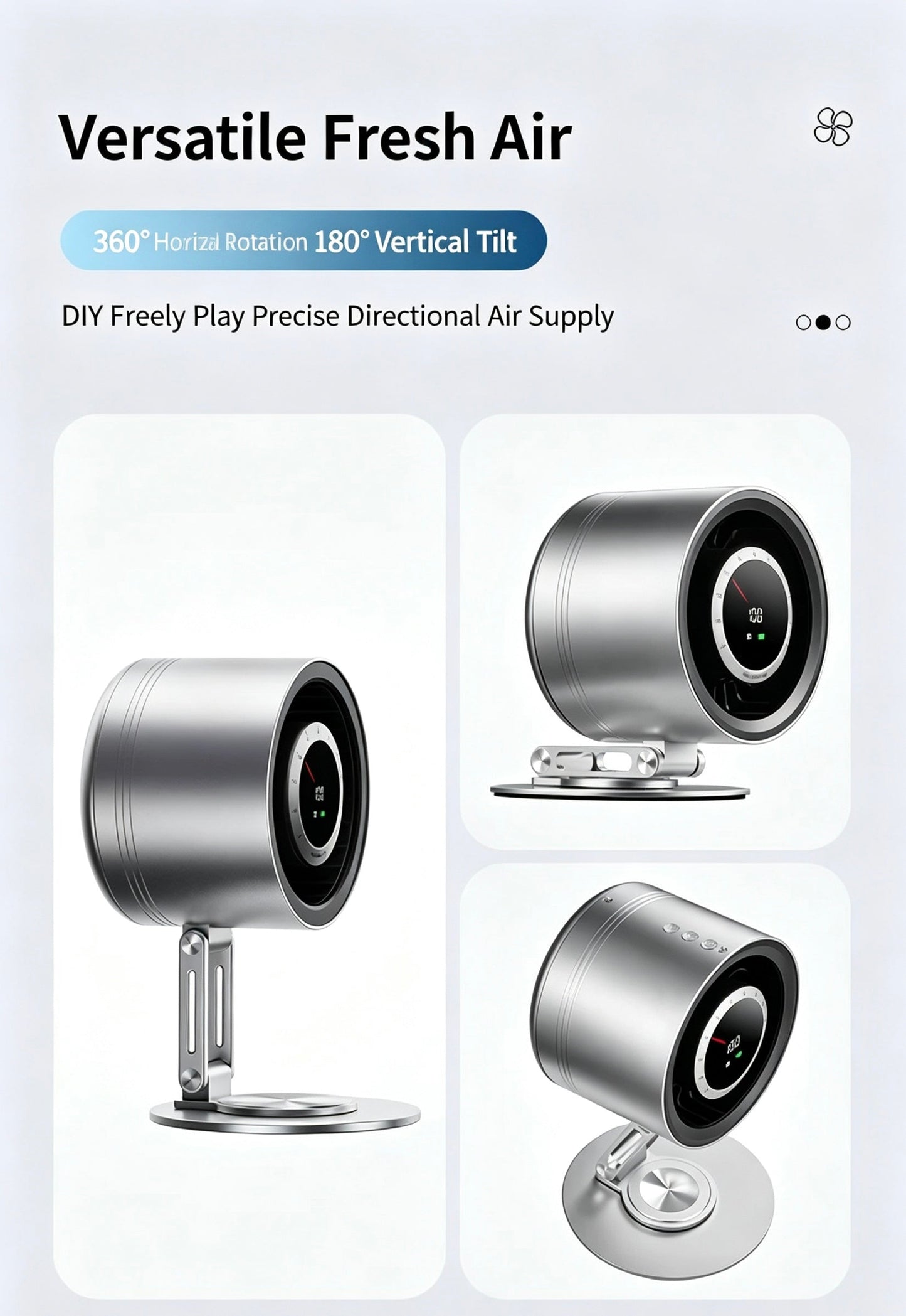 2026 New All-Metal Desktop Circulation Fan, Quiet, USB Rechargeable for Home & Office Use