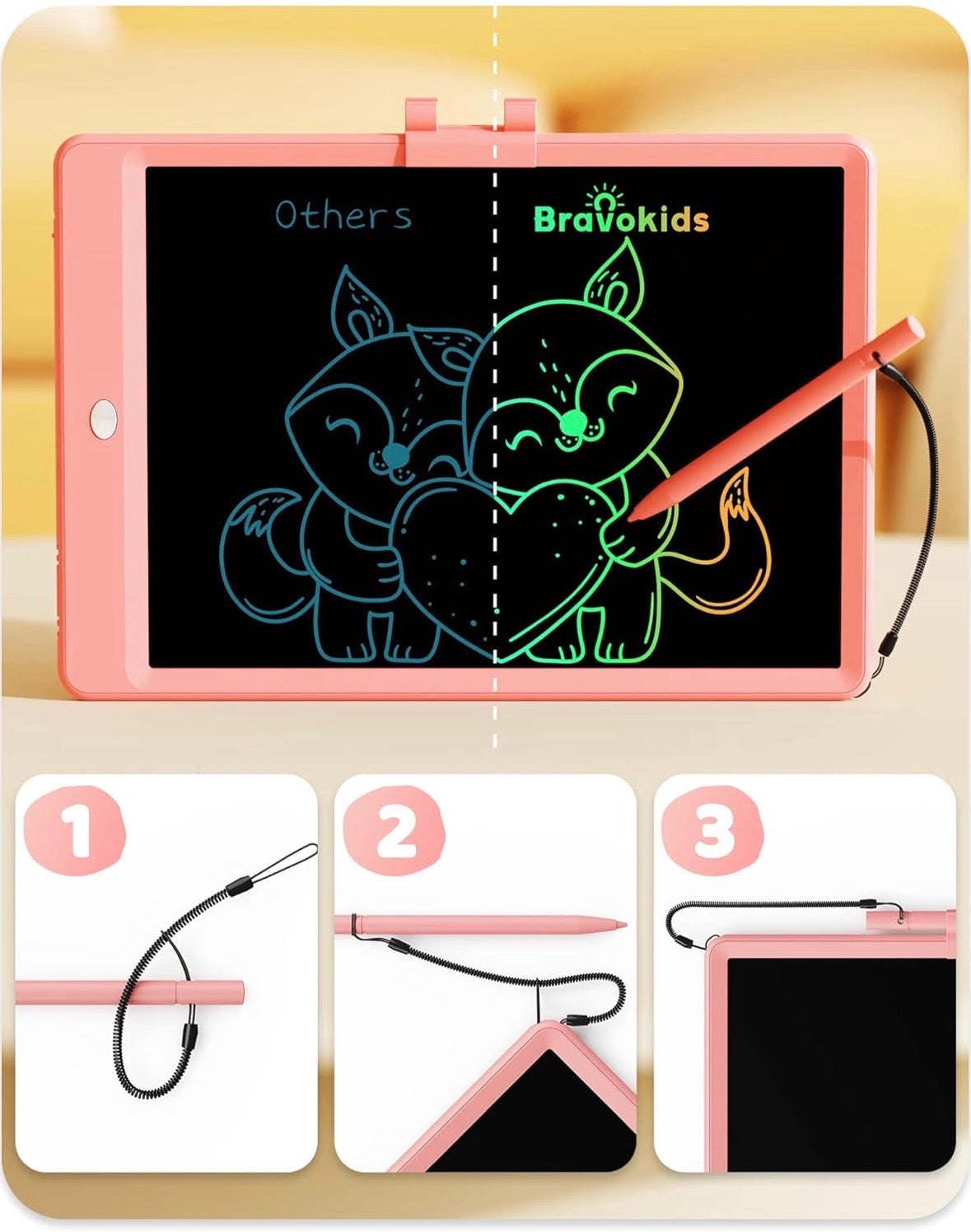 10 Inch LCD Writing Tablet for 3-8 Year Olds - Electronic Drawing Pad and Doodle Board as Educational Birthday Gifts for Girls and Boys (Pink)
