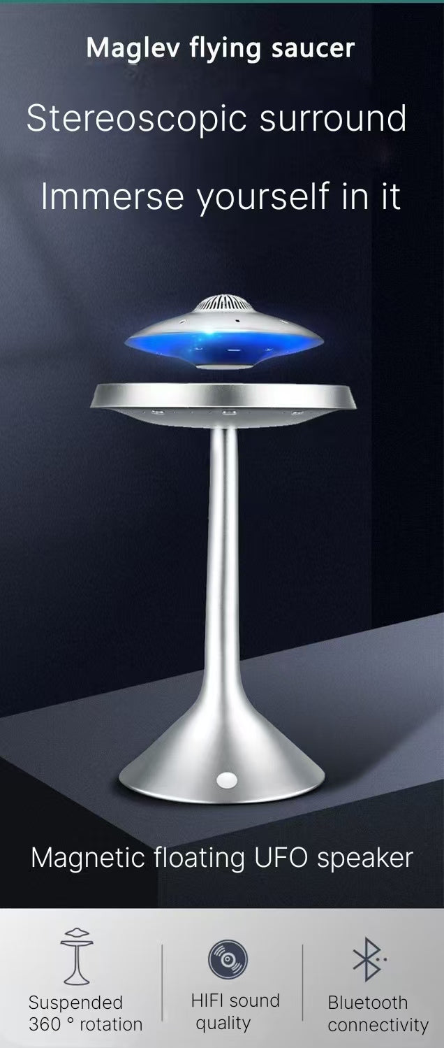 Levitating Bluetooth Speaker - Floating Black Technology with Colorful Lights