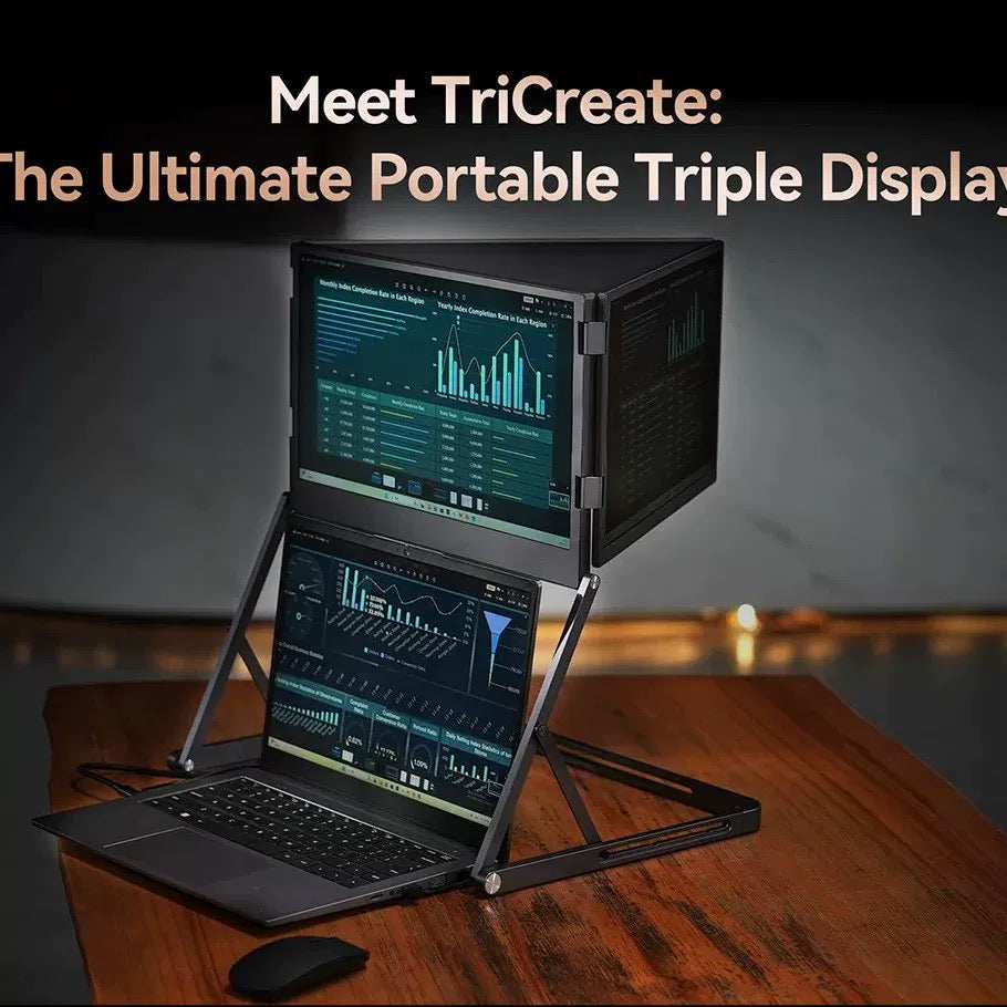 16" Triple-Fold Portable Monitor - 4K Multi-Screen Display for Laptop