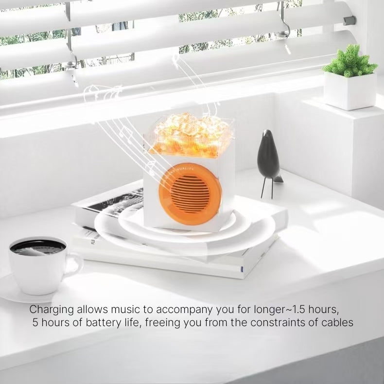 Crystal Stone Aromatherapy Bluetooth Speaker with Night Light - 3-in-1 Wellness Device
