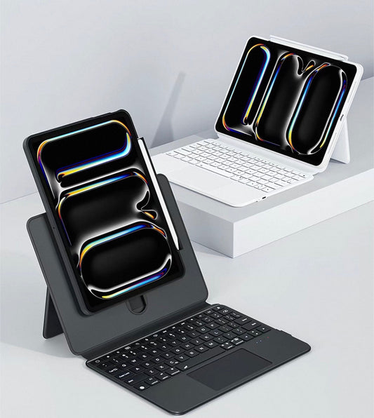 GOKO iPad Rotary Slide Magic Keyboard with Trackpad | 360° Rotation, Magnetic Detachable, Bluetooth, Compatible with iPad Air/Pro/mini