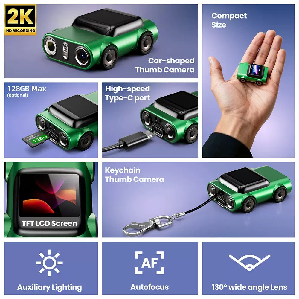 Mini Thumb Camera, Portable Keychain Camera for Kids, Students, Ideal for Campus & Outdoor Sports Shooting