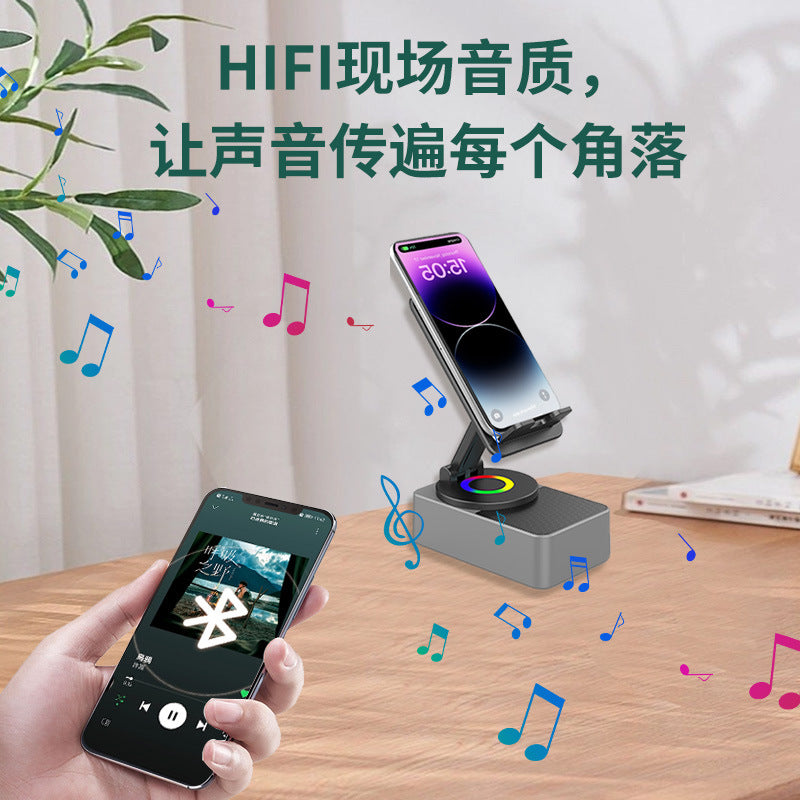 3-in-1 Phone Stand Bluetooth Speaker with Wireless Charging - Desk Organizer