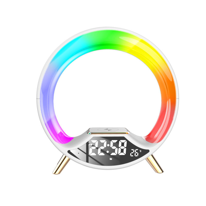 Colorful LED Alarm Clock Bluetooth Speaker with Wireless Charging