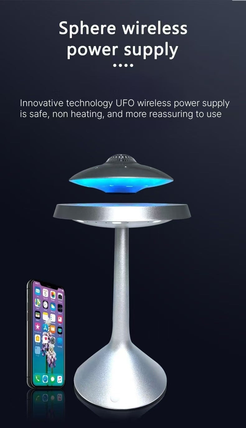 Levitating Bluetooth Speaker - Floating Black Technology with Colorful Lights