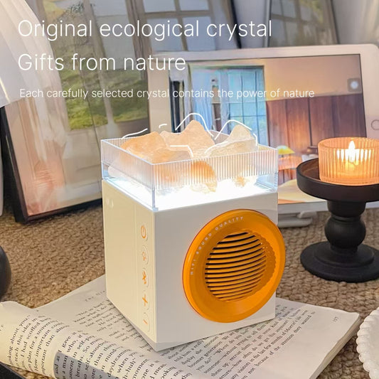 Crystal Stone Aromatherapy Bluetooth Speaker with Night Light - 3-in-1 Wellness Device