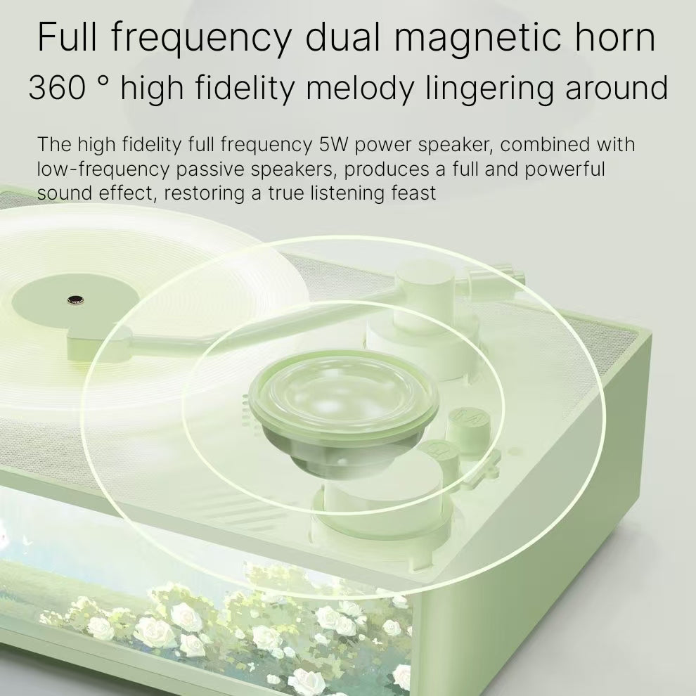 Retro Vinyl Record Player Bluetooth Speaker with Aromatherapy & Ambient Light