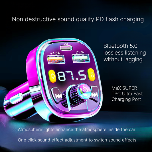 Car Bluetooth MP3 Player with Fast Charging - Hands-Free Navigation & Music