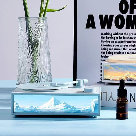Retro Vinyl Record Player Bluetooth Speaker with Aromatherapy & Ambient Light