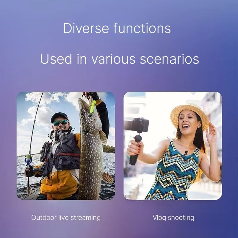 Wireless Lavalier Microphone - Dual Mic for Live Streaming & Video