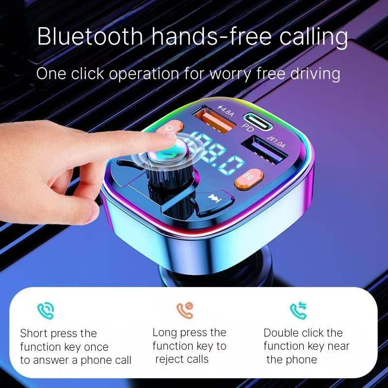 Car Bluetooth MP3 Player with Fast Charging - Hands-Free Navigation & Music