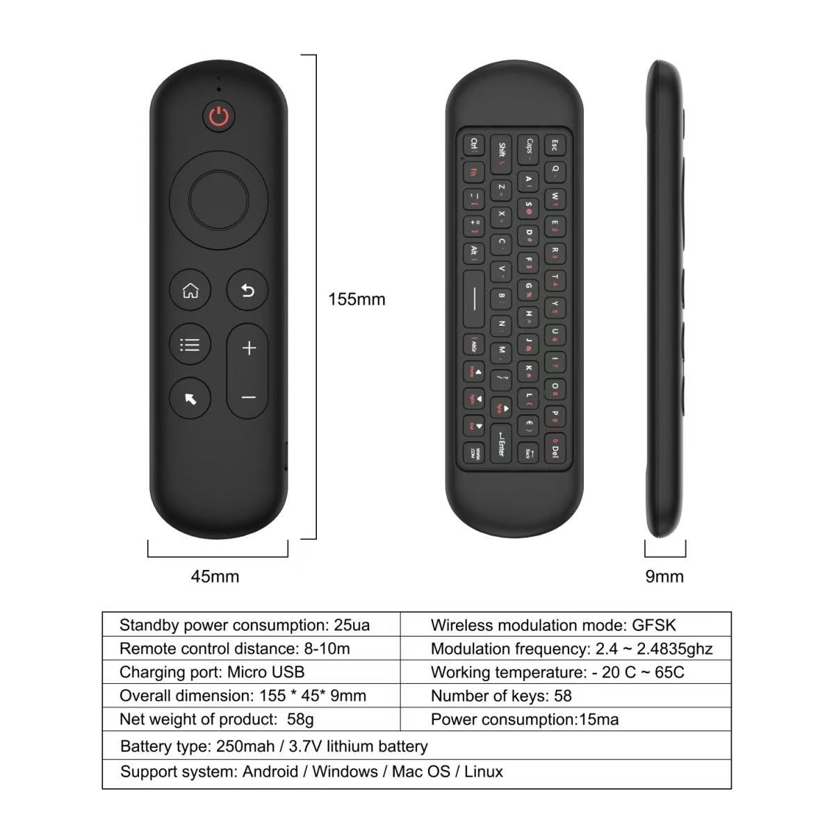 7-Color Gyroscope Wireless Remote - Motion Sensing Air Mouse & Keyboard