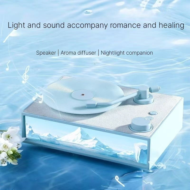 Retro Vinyl Record Player Bluetooth Speaker with Aromatherapy & Ambient Light