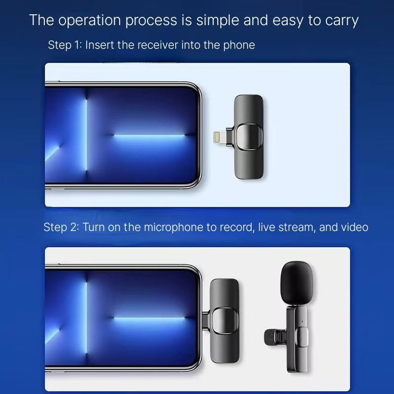 Wireless Lavalier Microphone - Dual Mic for Live Streaming & Video