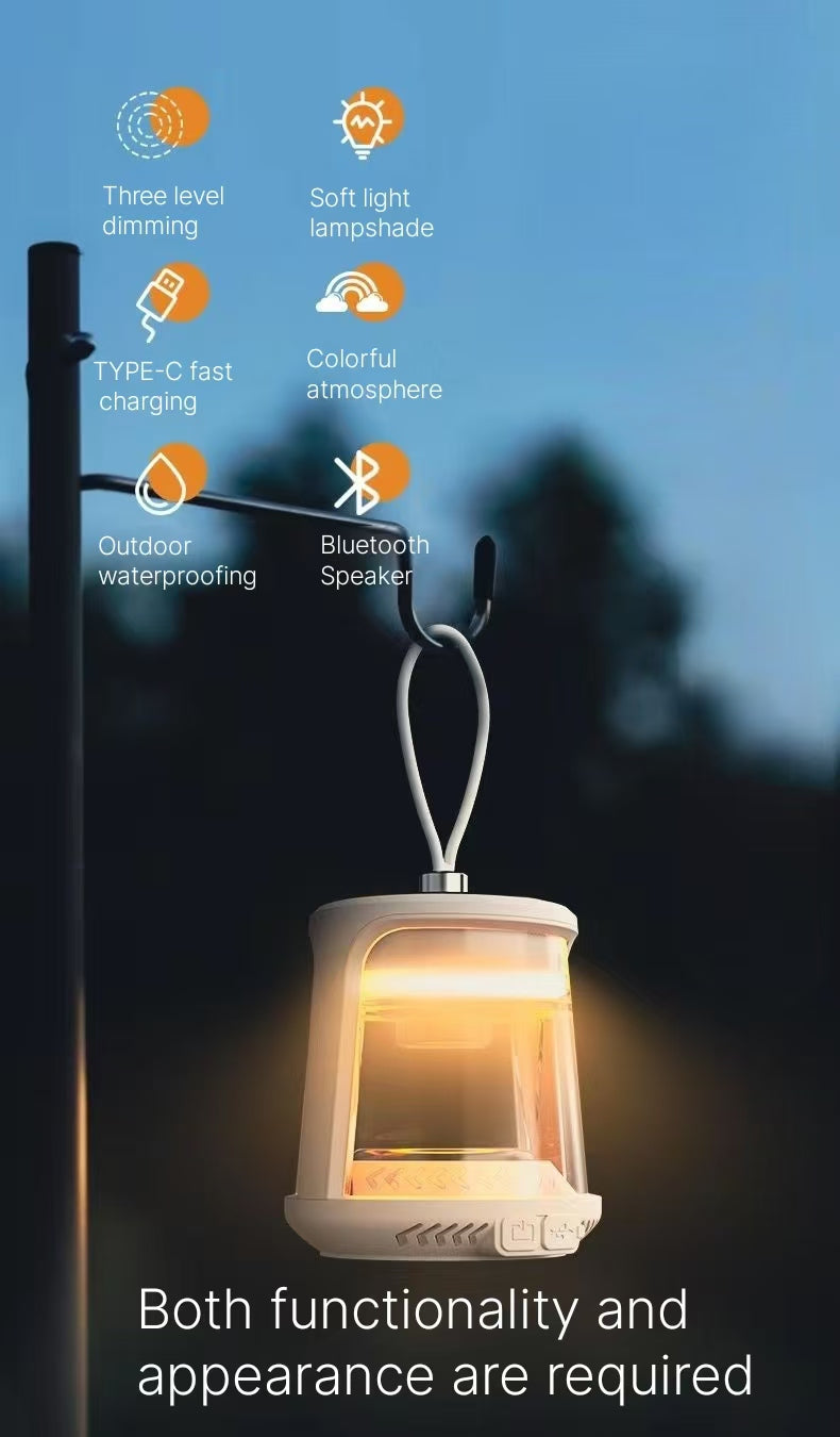 Outdoor Camping Bluetooth Speaker Light - Ultra Long Battery Tent Lantern