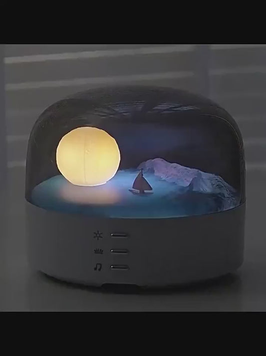 Crescent Moon Bluetooth Speaker - Retro Atmosphere Light & Ocean Theme