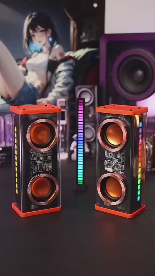Transparent Mecha Bluetooth Speaker - Futuristic Design with LED Lights
