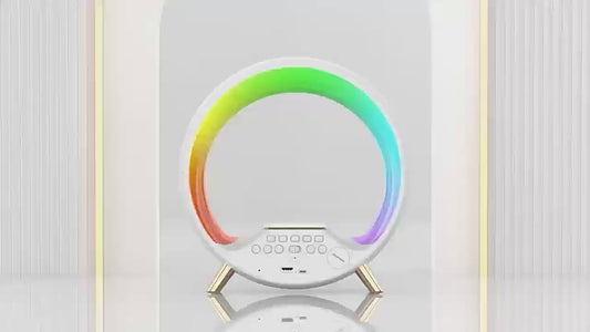Colorful LED Alarm Clock Bluetooth Speaker with Wireless Charging